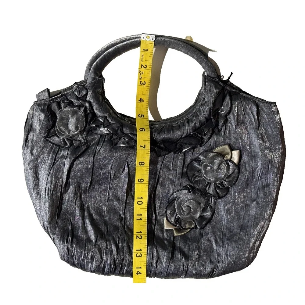 Vintage Laila Rowe BOHO Handbag Satin Pleated Coquette Floral‎ Y2K Cottagecore